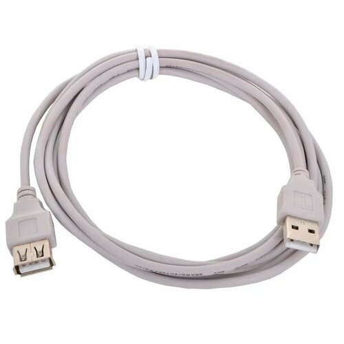 Кабель (удлинитель) USB 2.0. - USB 2.0 гнездо, серый, 3 м.