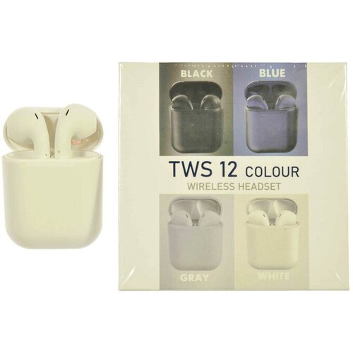 Наушники TWS 12 Color сенсорное управление всплывающее окно белые 129000₽