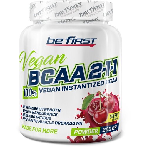 фото Bcaa be first bcaa 2:1:1 vegan powder, вишня, 200 гр.