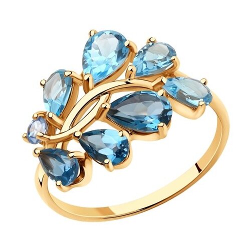 фото Sokolov кольцо из золота с топазами и фианитом 715926, размер 17.5