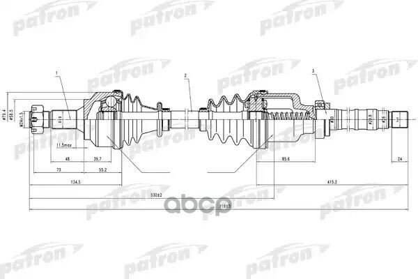 Полуось Прав Peugeot: 306 1.6/405 1.4 Ma 93> R PATRON арт. PDS0069