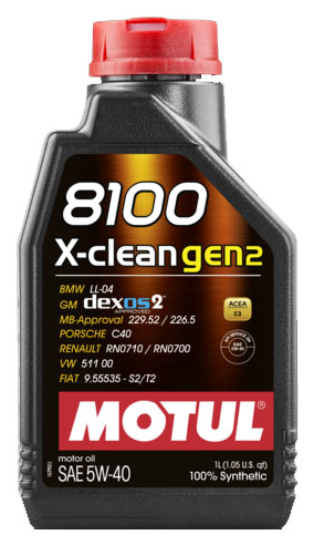 MOTUL 109761 Масло моторное 5W40 MOTUL 1л синтетика 8100 X-clean gen2 C3 BMW LL-04