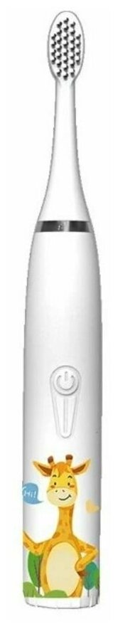 Электрическая звуковая зубная щетка для детей от 3 до 12 лет с автоотключением и таймером 20 секунд / индикация заряда / 4 насадки / белая - фотография № 2