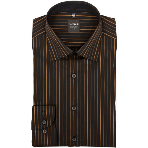 фото Рубашка мужская olymp level five body fit коричнево-оранжевая полоска арт. 80486428 размер 37