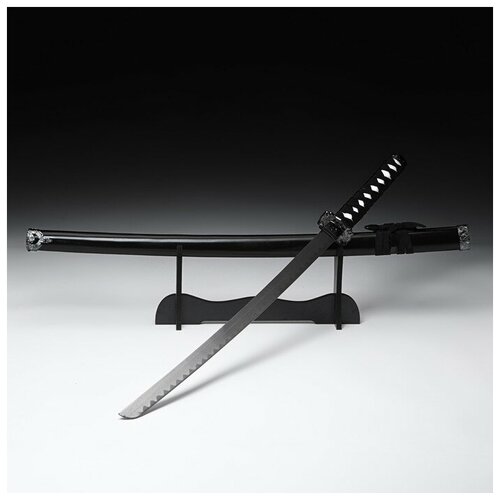 фото Сувенирное оружие «катана хизока» 100 см, клинок 60 см, чёрная, на подставке китай