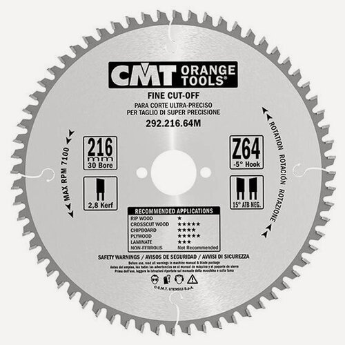Изображение товара Пильный диск по дереву Cmt 292.165.40H, 165X20X2,2/1,6 10° 15° ATB Z=40