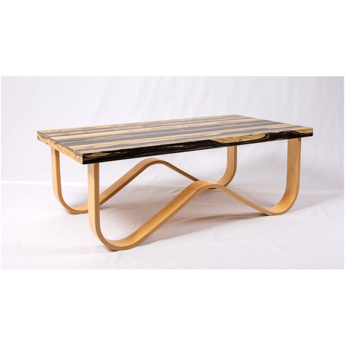 Стол Журнальный W из дерева в шпоне Лунный Эбен