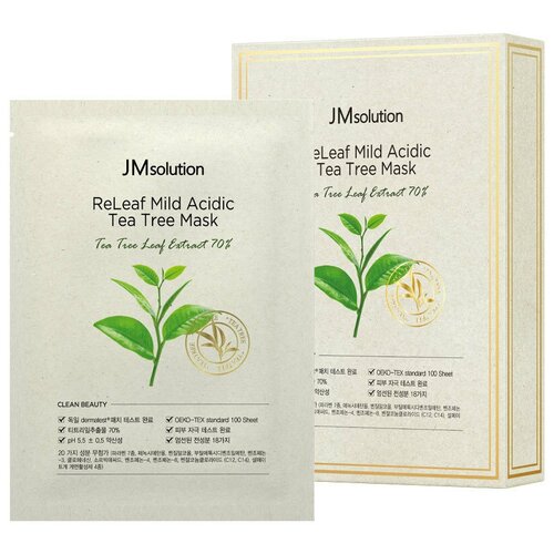 JM Solution Тканевая маска для лица противовоспалительная с чайным деревом /JM Solution Releaf Mild Acidic Tea Tree Mask, 1 шт.*30 мл