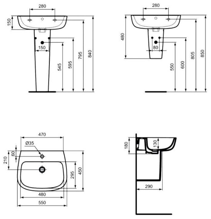 Раковина Ideal Standard Раковина 55 см, белый - фотография № 2