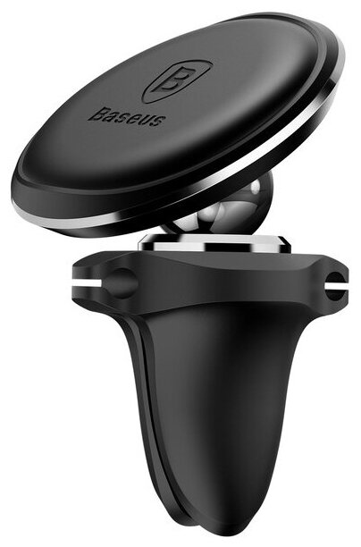 Автомобильный держатель для телефона в дефлектор магнитный Baseus Air Vent With Cable Clip - Черный (SUGX-A01)