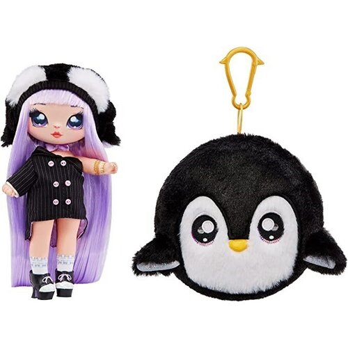 на на на сюрприз кукла и игрушка рюкзак котенок na na na surprise Мягкая кукла Na! Na! Na! На На На сюрприз 2в1 Зимняя серия - Исла Ваддлес (пингвин) Cozy Series - Lavender Penguin- 119401