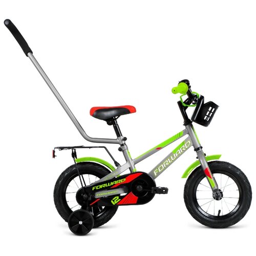 фото Детский велосипед forward meteor 12 (2020) серый/зеленый (требует финальной сборки)
