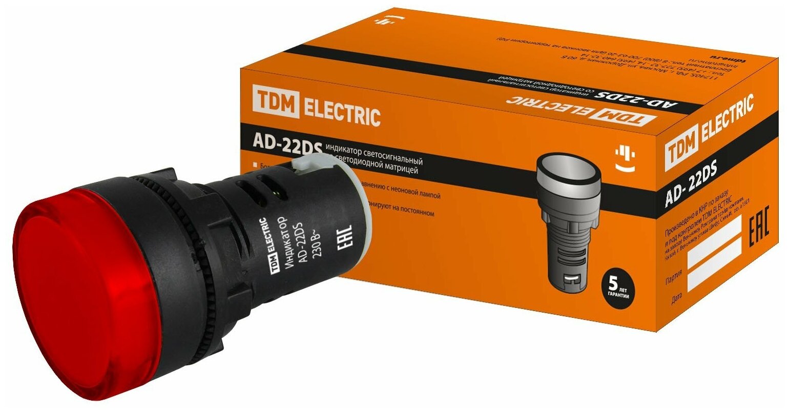 TDM Лампа AD-22DS(LED)матрица d22мм красный 230В TDM SQ0702-0002