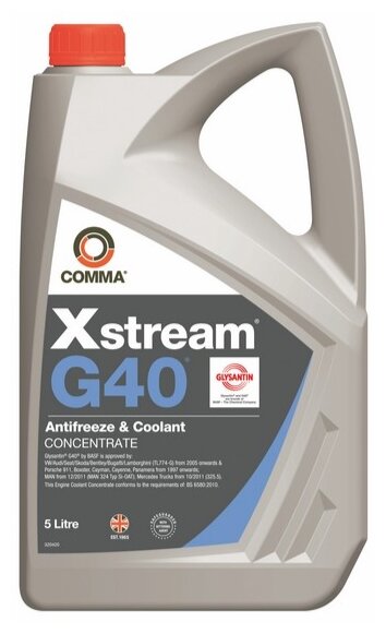 COMMA XSTREAM G40 AF CONC G12++ (5L)_антифриз!фиол.,концентрат\VW,Audi,MAN 324,MB 325.5,BS-6580-2010 XSG405L