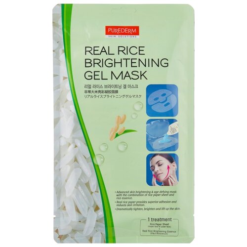 фото Purederm Рисовая гелевая маска для сияния кожи 2 в 1 + рисовая сыворотка, 23 г
