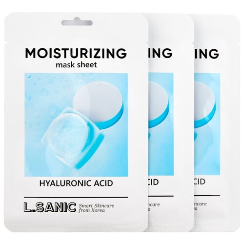 фото L'Sanic тканевая маска Hyaluronic Acid Moisturizing Mask Sheet увлажняющая с гиалуроновой кислотой, 25 мл, 3 шт.