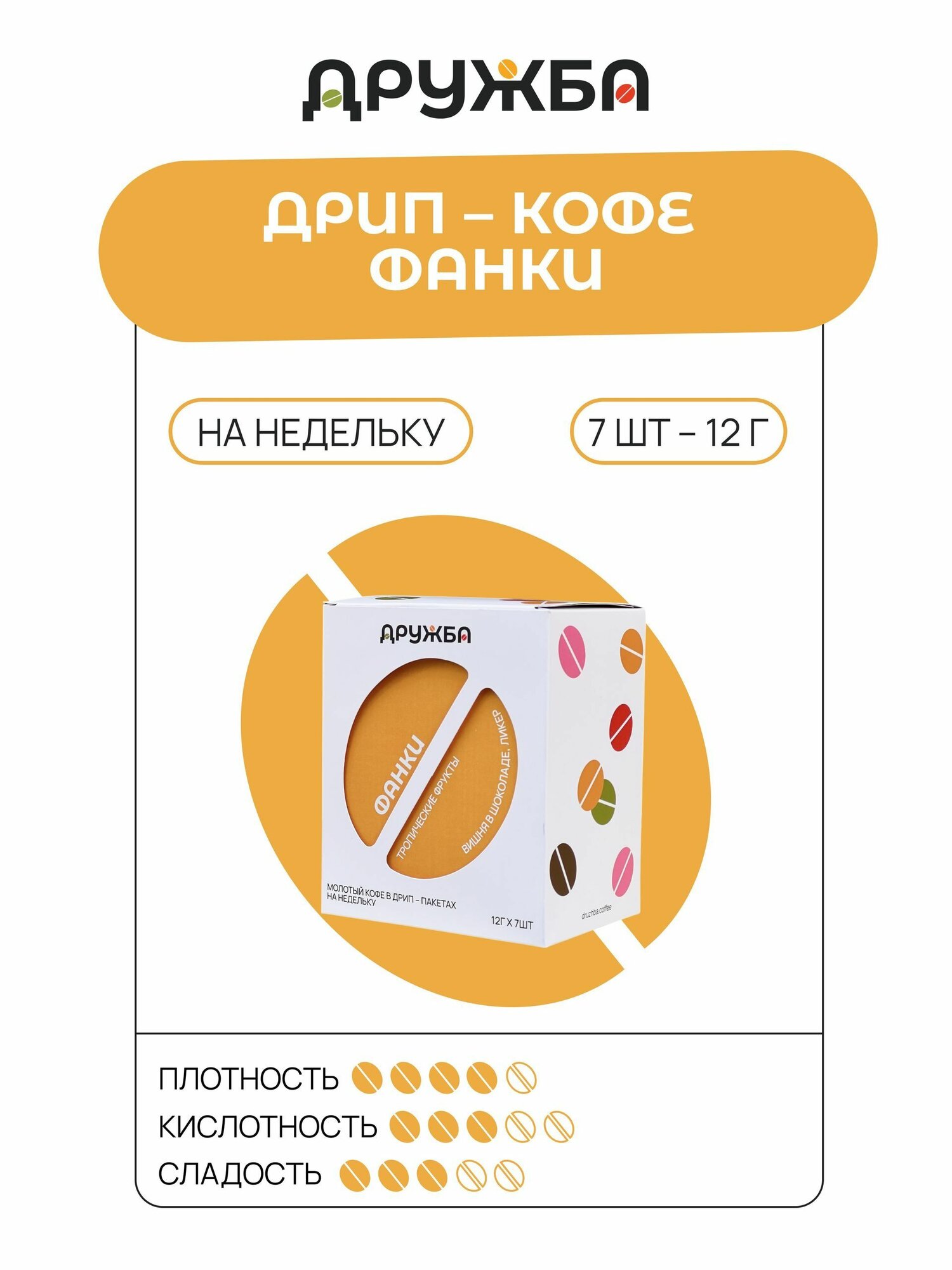 Кофе в дрип-пакетах дружба кофе Бленд Фанки, 7 шт.