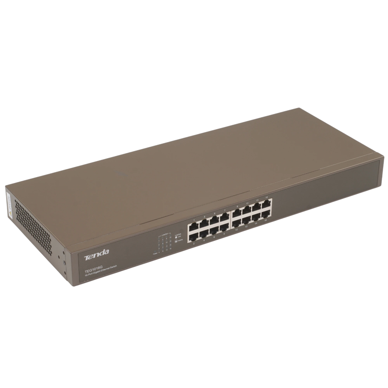 Коммутатор Tenda TEG1016G неуправляемый, 16 портов 1 Гбит/с, для стойки TEG1016G