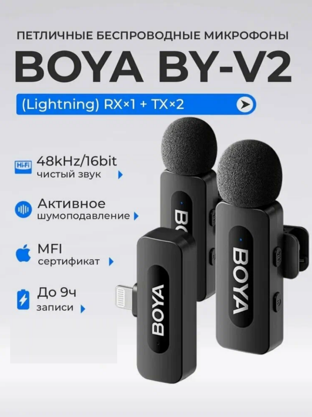 BOYA BY-V2 Lightning Микрофонная радиосистема ультракомпактная