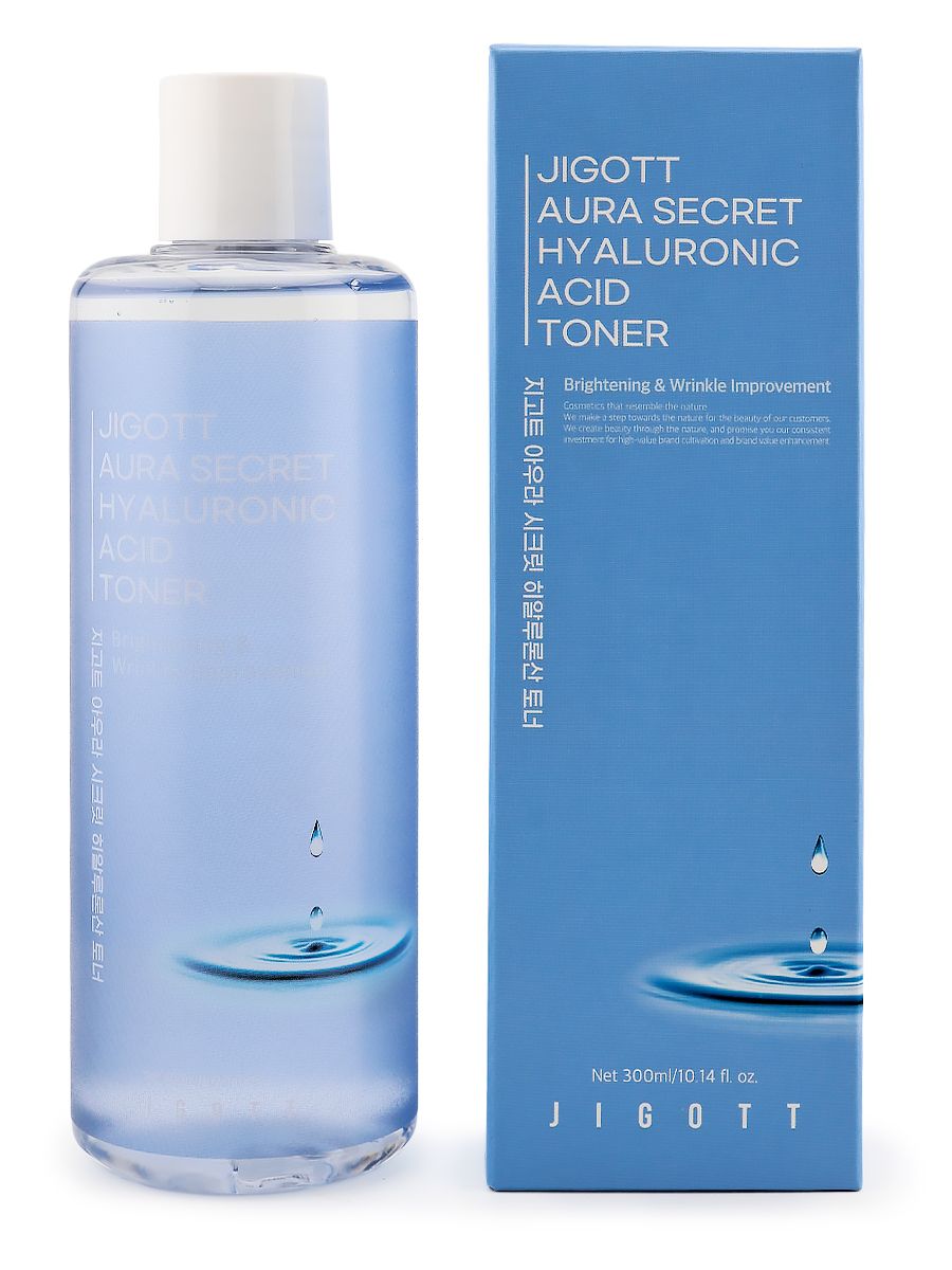Jigott Тонер для лица с гиалуроновой кислотой антивозрастной, Корея, Aura Secret Hyaluronic Acid Toner, 300 мл