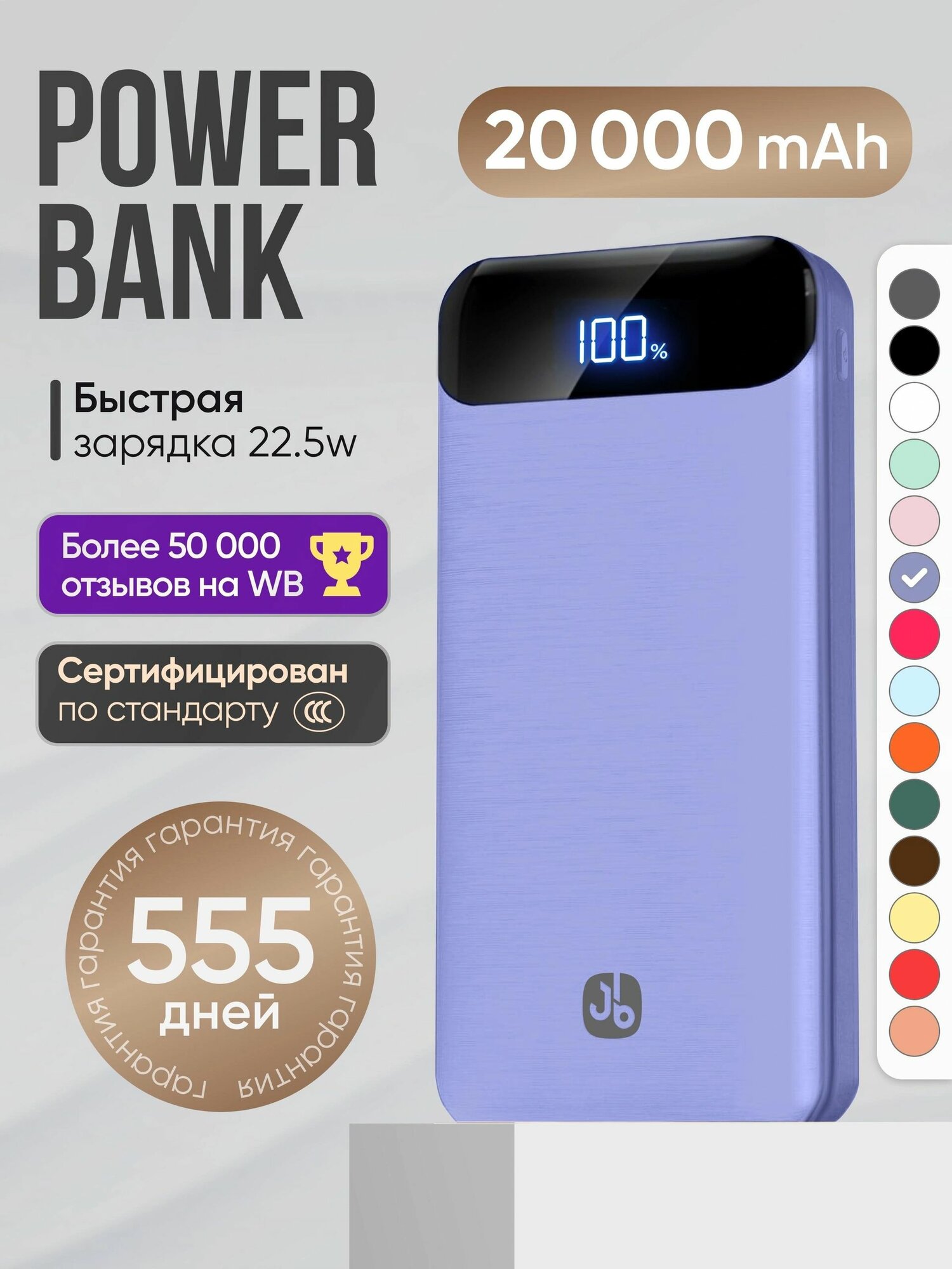 Повербанк 20000 Power bank для телефона с быстрой зарядкой