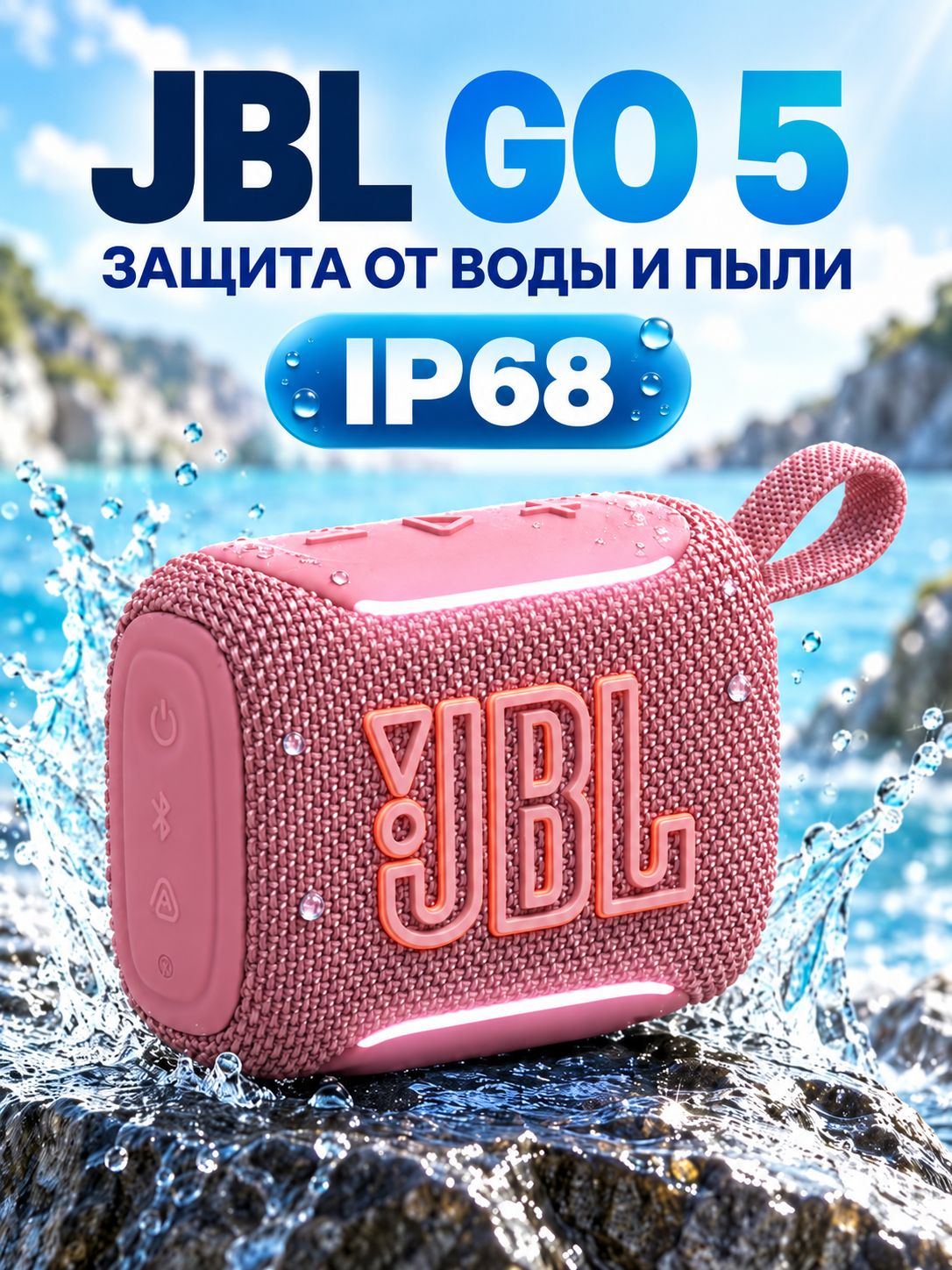 Портативная Bluetooth колонка JB L GO 5, 4,8 Вт, Bluetooth 6.0, IP68, до 10 часов