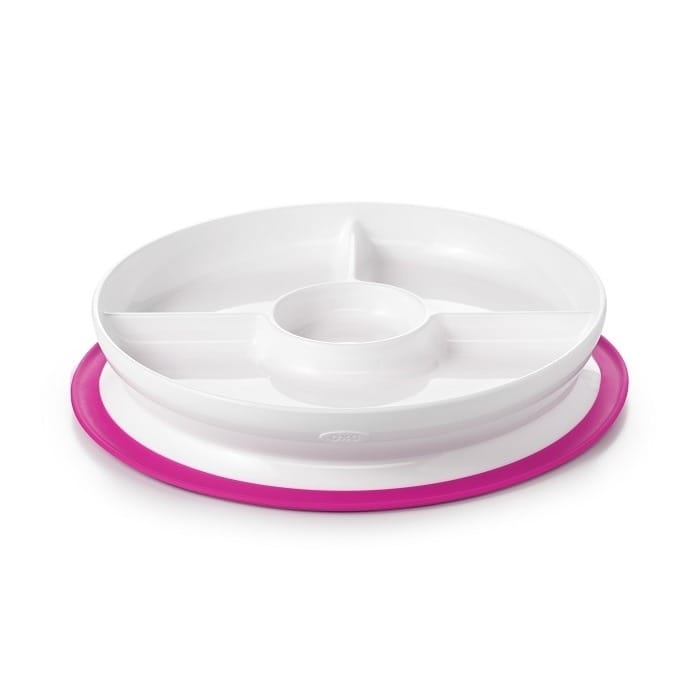 Тарелка OXO Stick & Stay с силиконовой присоской, с отделениями, pink