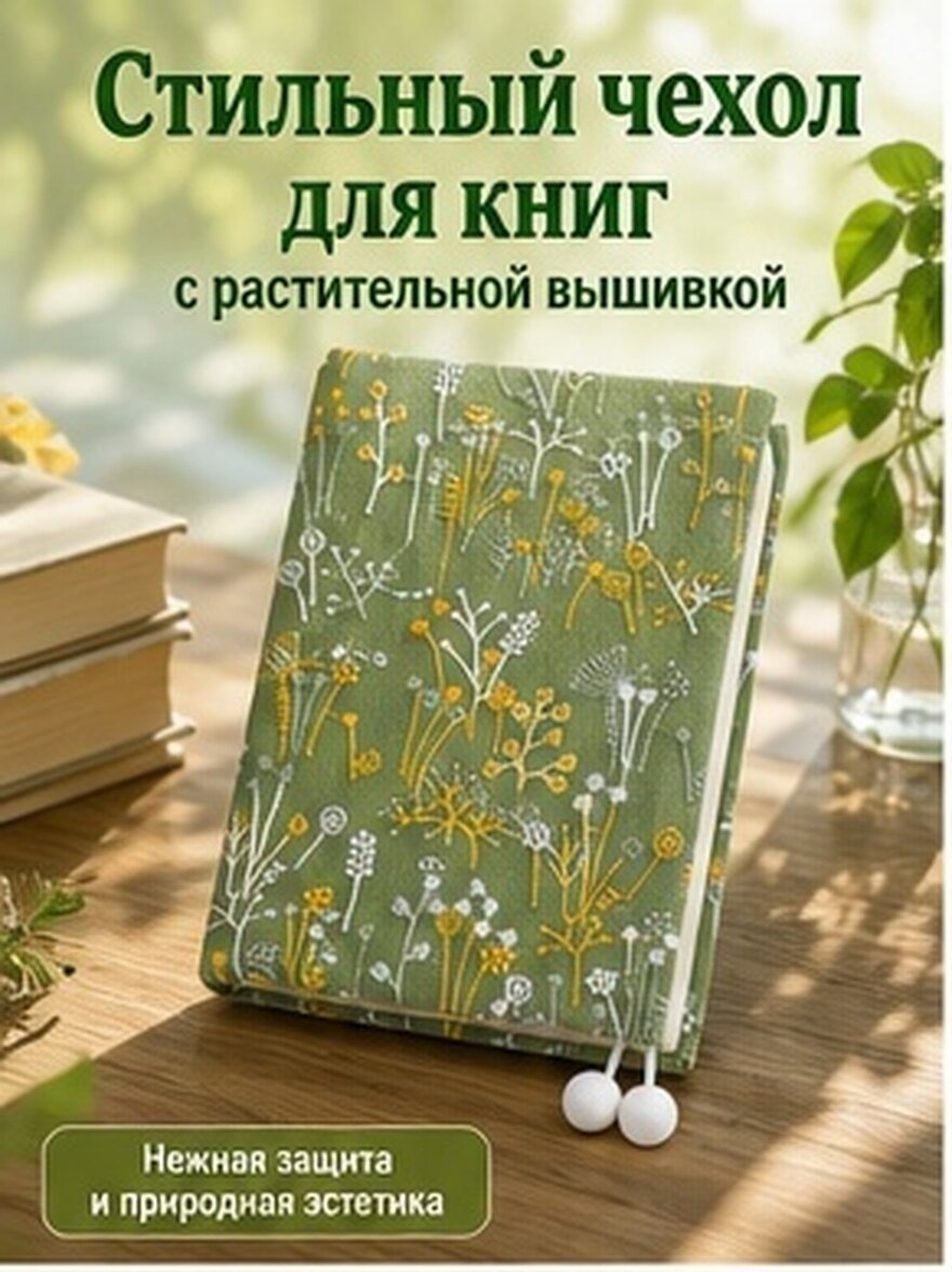 Чехол Для Книги С Растительным Узором Защитный Чехол Из Ткани Для Блокнота A5 21.50X16.00X1.00Cm