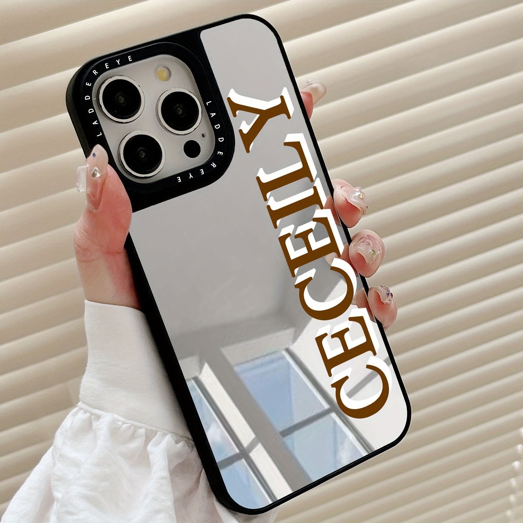 Защитный персонализированный чехол для смартфона со встроенным зеркалом и цветными буквами, многоцветный