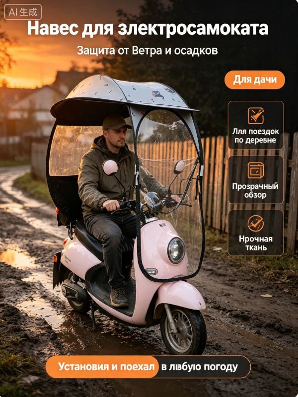 Водонепроницаемый тент для электровелосипеда, солнцезащитный навес для скутера с прозрачной передней вставкой--NS928