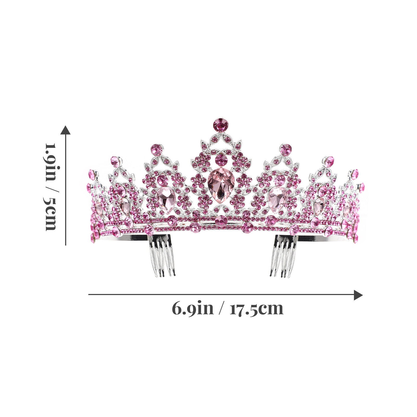 Венок Для Девочек С Бриллиантовыми Узорами Розовый 17.5x15cm