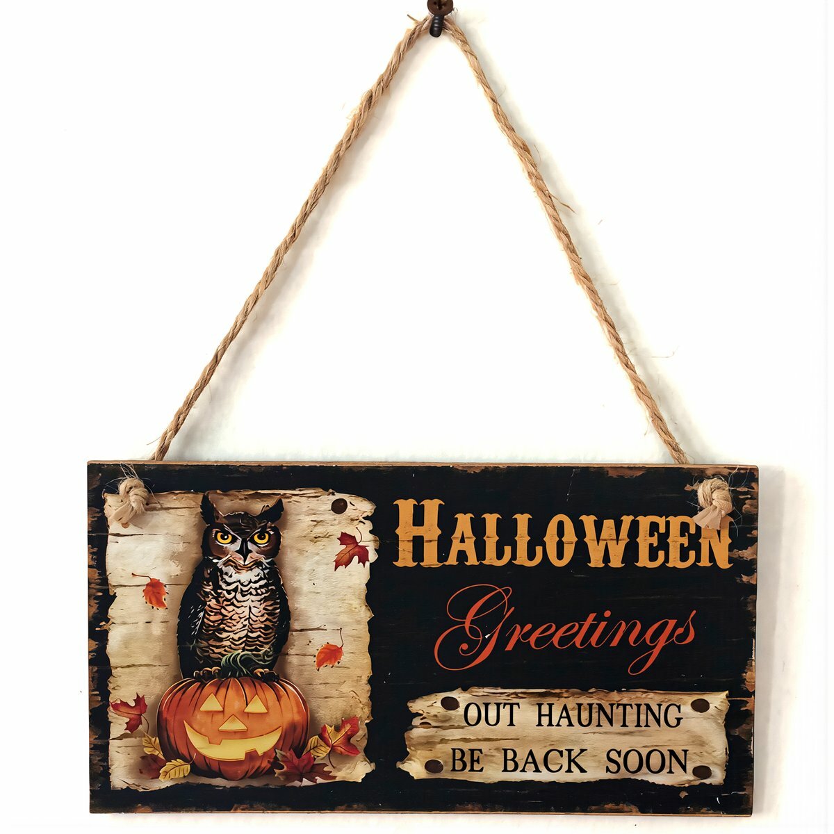 Деревянная подвеска для декорации Хэллоуин надпись Halloween Greetings тыквенный узор настенный настольный декор размером 10 на 20 см для домашнего использования