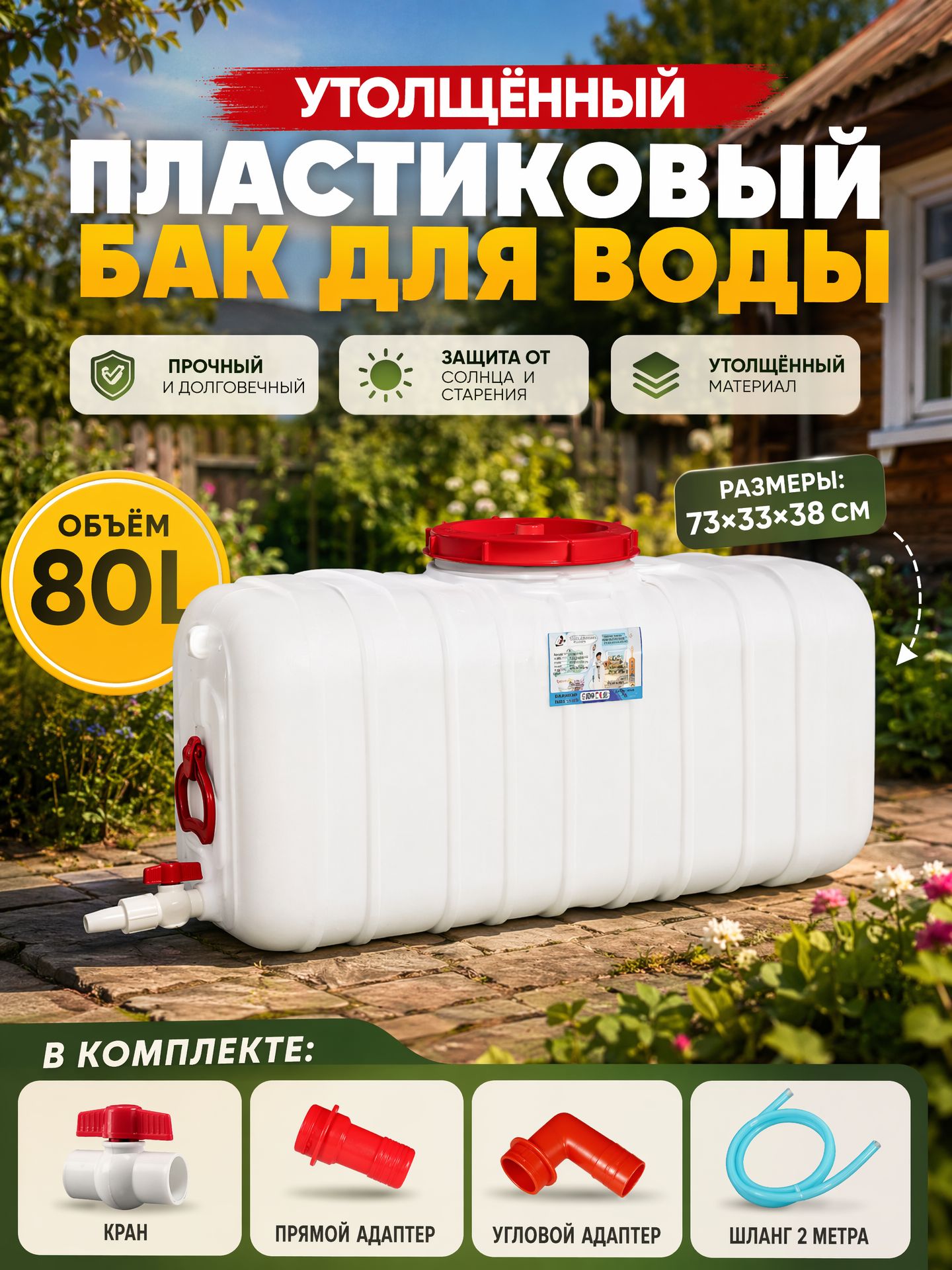 Ведро 80 л пластик 1 шт со сливным носиком