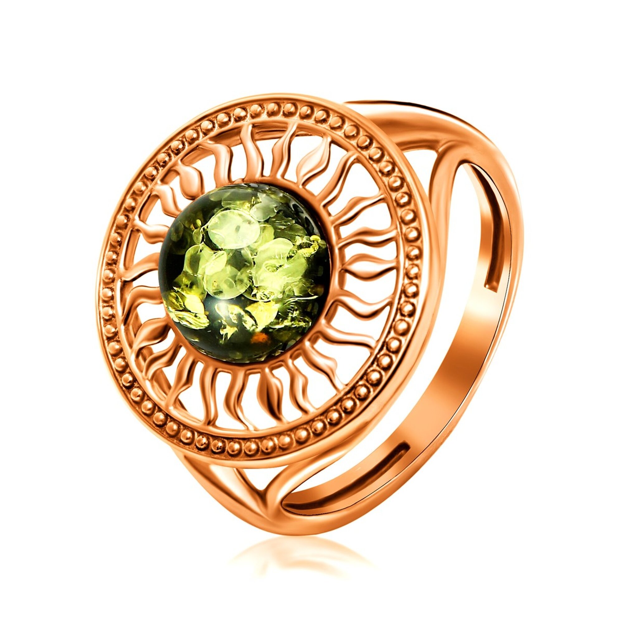 Кольцо Diamant online, серебро, 925 проба, золочение, янтарь