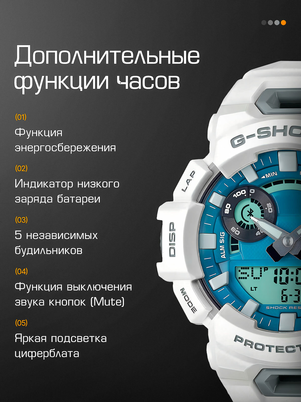 Наручные часы CASIO G-Shock, белый, бирюзовый — фото 1