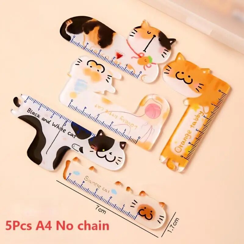 Мини-линейки с мультяшными животными, 5 шт. 5Pcs A4 No chain