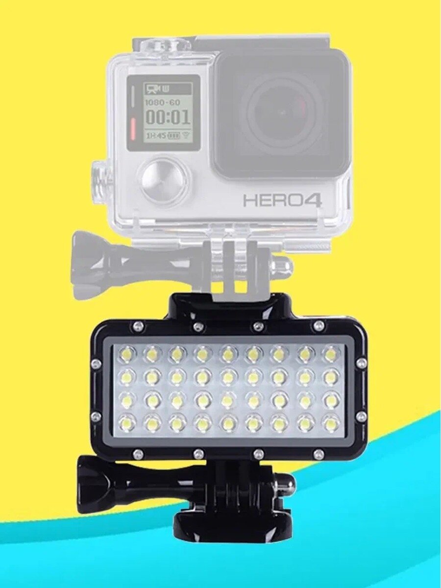 Водонепроницаемый светодиодный фонарь для камер GoPro, Xiaomi, SJCAM, Insta360, 36, 45