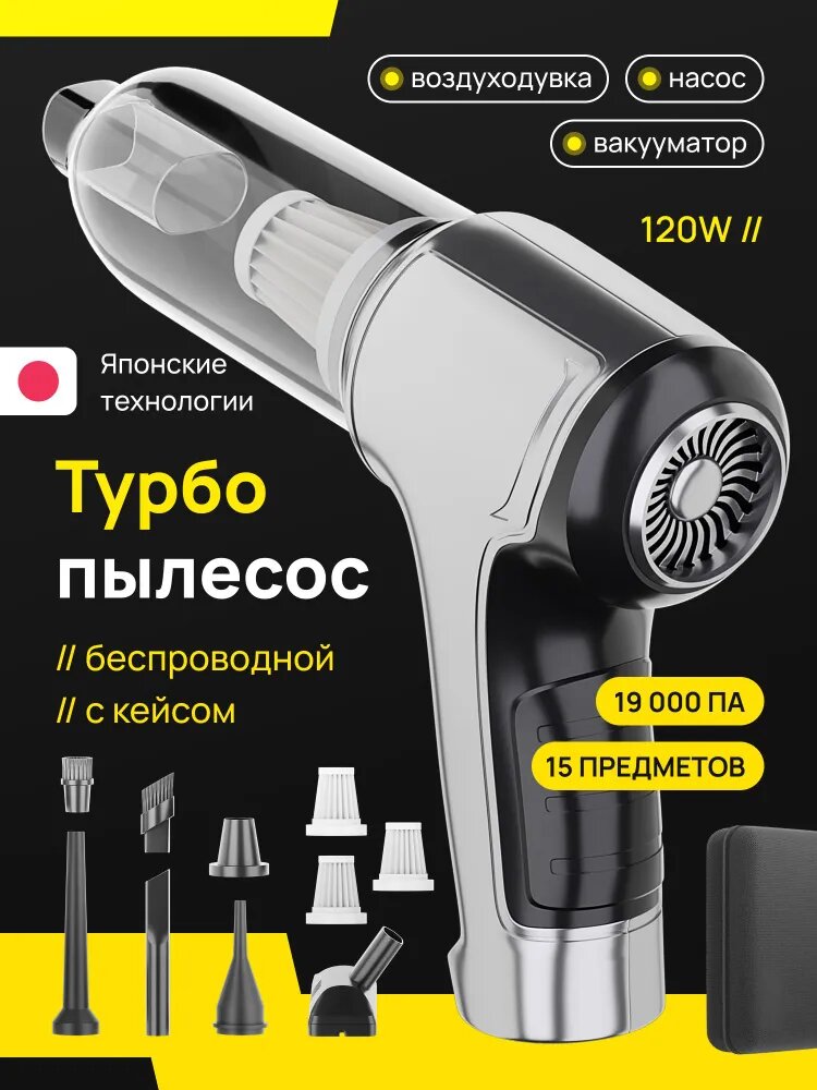 Пылесос для автомобиля беспроводной мощный ручной PA7