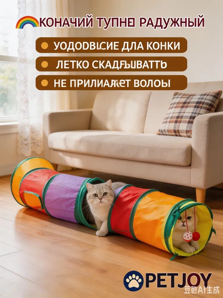 Тоннель для кошек игровой/Играбельный, складной/ Игрушка для кошек, котят, котов