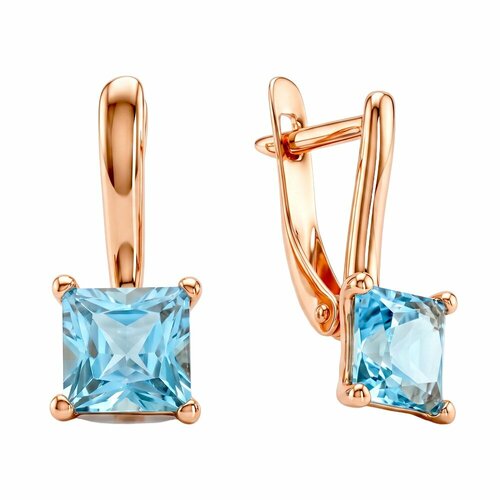 фото Серьги 585gold, красное золото, 585 проба, топаз, размер 6 мм, , голубой