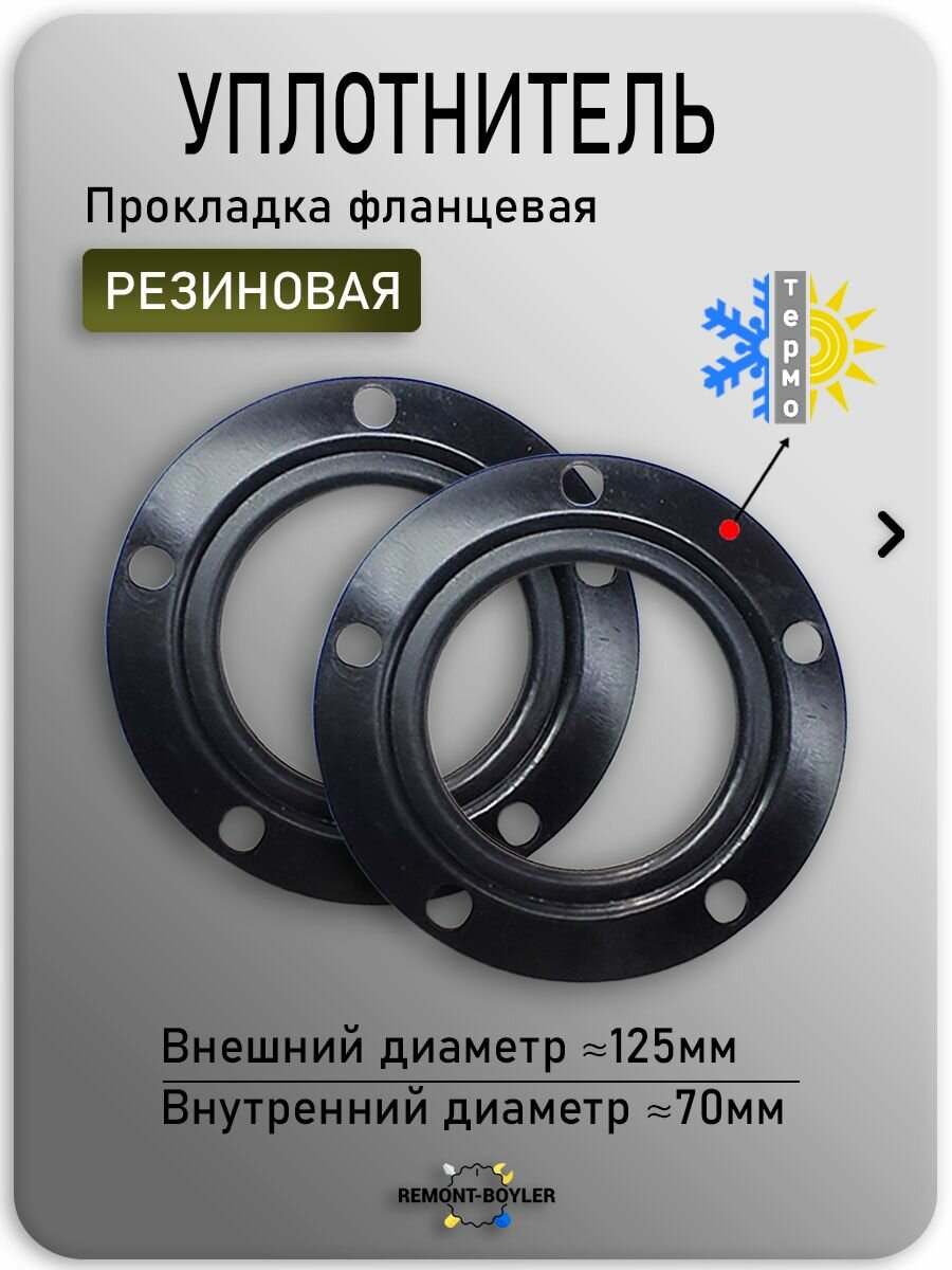 2 резиновые прокладки для Аристон, под 5 болтов, D125мм, 65151710