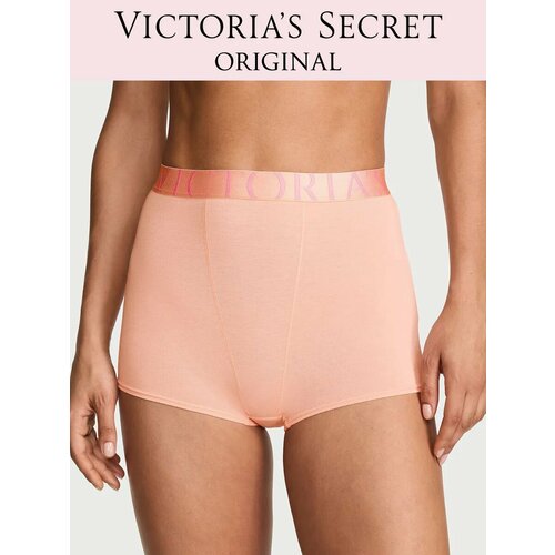 фото Трусы victoria's secret exploded logo cotton high-waist boyshort panty, размер l, персиковый