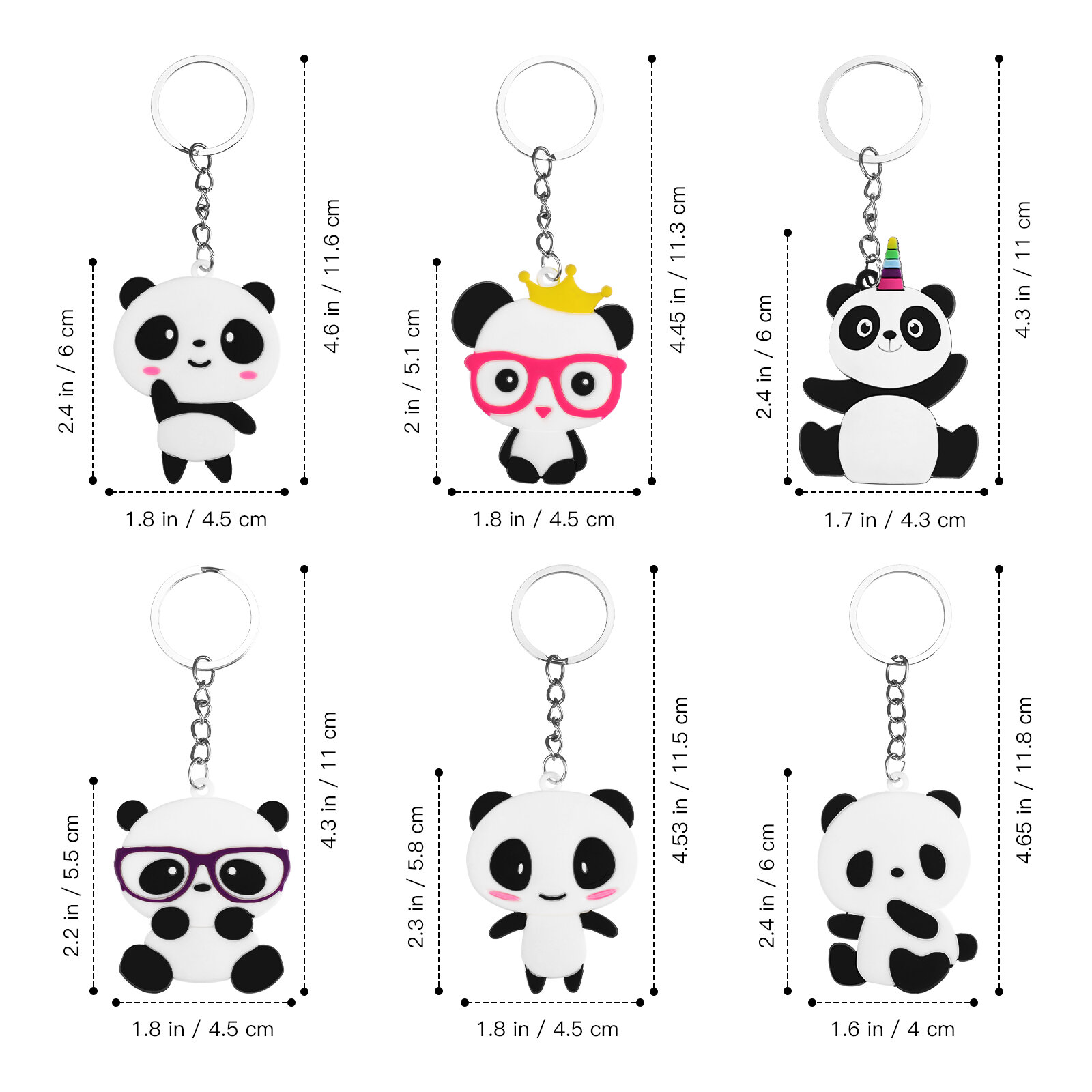 Ключница Панды Toyvian 6 Штук Оригинальный Подарок Для Детей И Любителей Панд Размер 6.00X4.50X0.30Cm