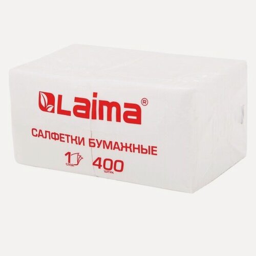 Изображение товара Салфетки Лайма бумажные 400 шт, 24х24 см, "Big Pack", белые, 100% целлюлоза