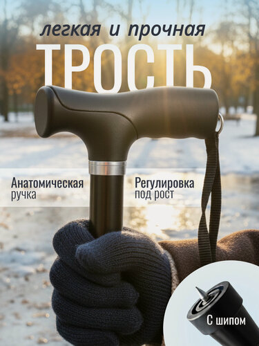 Изображение товара Трость для ходьбы мужская опорная телескопическая с УПС для пожилых 10120