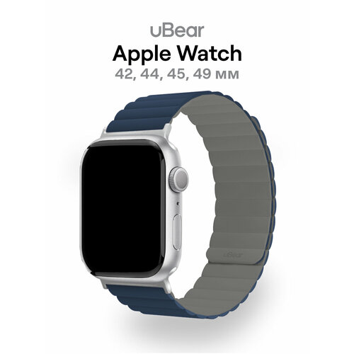 фото Ремешок ubear mode для apple watch (42, 44, 45, 49 мм), силиконовый, цвет синий/серый