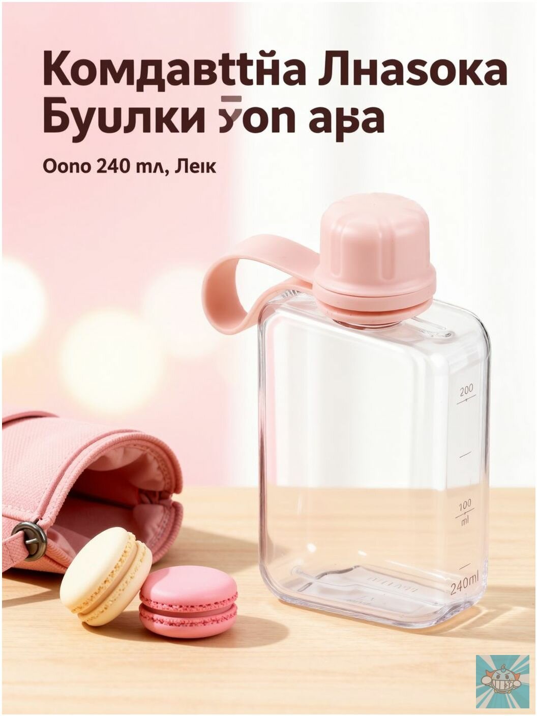 Бутылка Clear прозрачная пластиковая, объем 240 мл, универсальная для воды и напитков