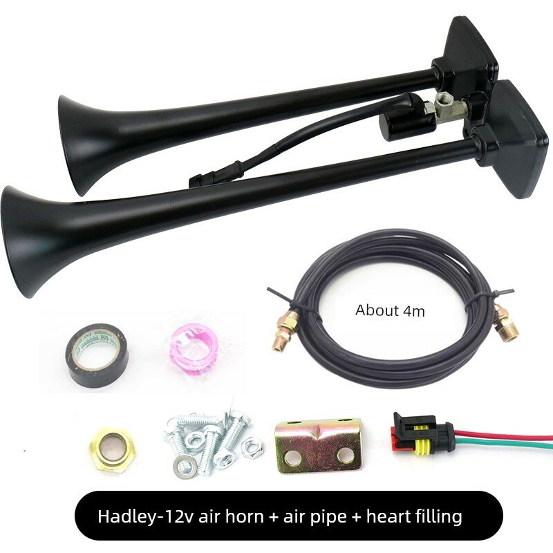 Haddley 12V vozdukhovyy gudok s gubkoy i kryukom dlya gruzovykh avtomobiley, para gudkov dlya 12V sistem