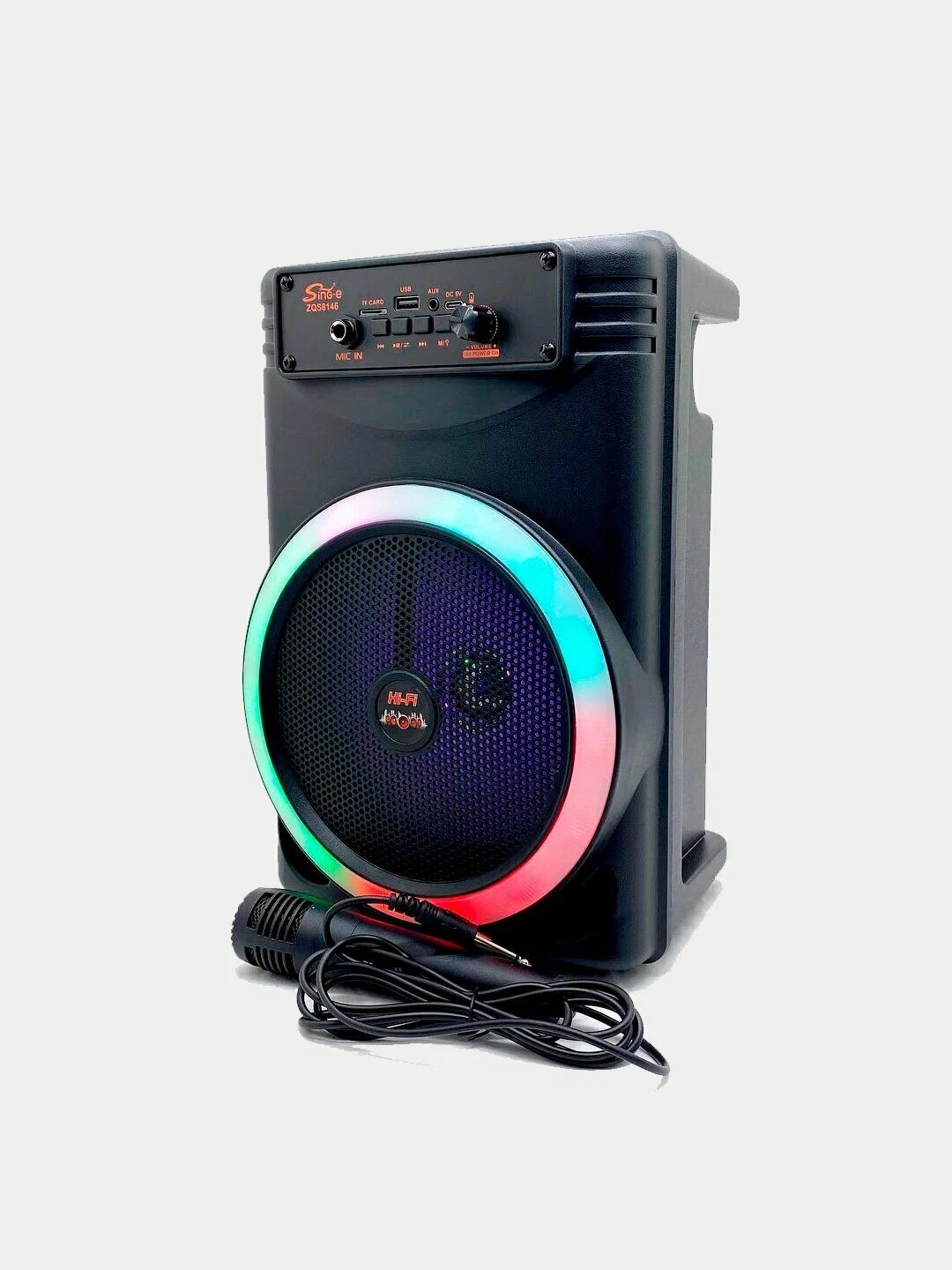 Колонка беспроводная с RGB подсветкой bluetooth + караоке ZQS8146, Черный
