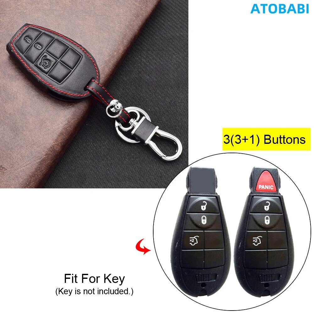 Кожаный чехол для ключа Dodge, Jeep, Ram, Chrysler (3 Buttons)